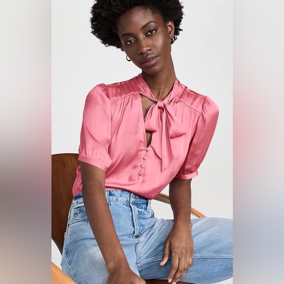 PAIGE Esta Tie Neck Blouse in Dusty Bubblegum Pink Size XS